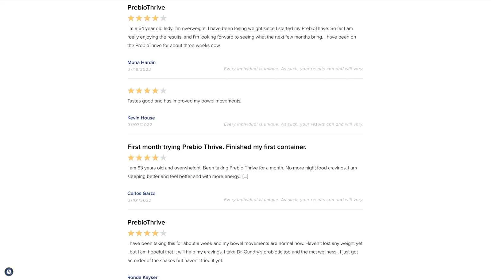 Gundry MD PrebioThrive Customer Reviews