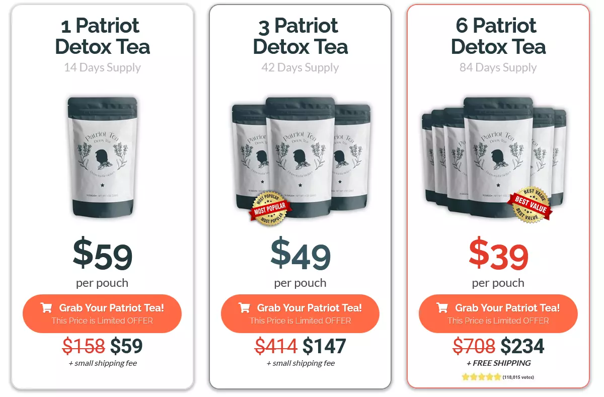 Patriot Detox Tea Review - Pricing Packages