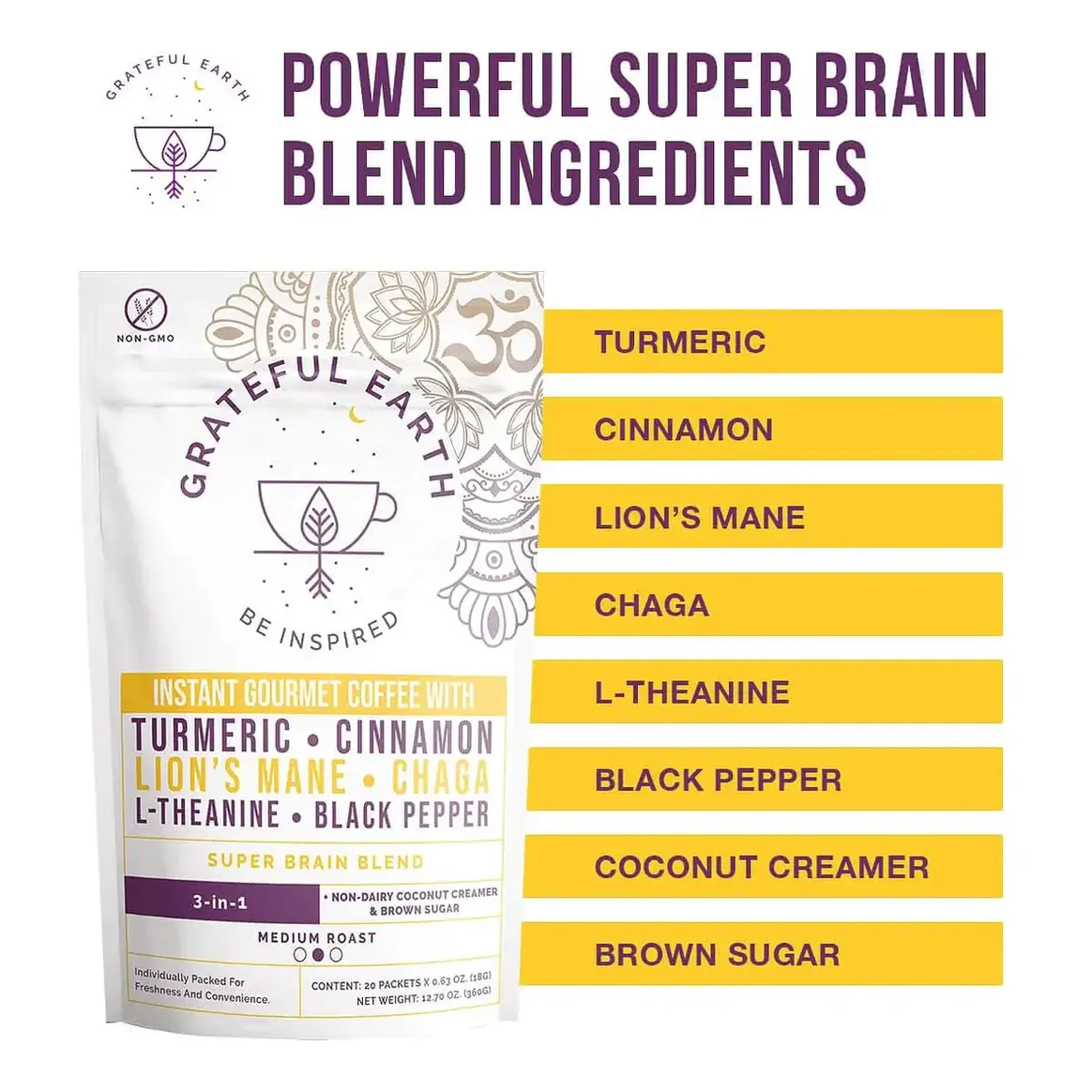 Instant Espresso/Coffee Super Brain Blend Ingredients