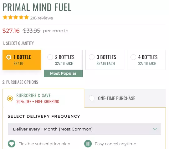 Primal Mind Fuel Pricing